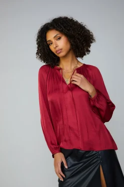 Gathered Splitneck Blouse