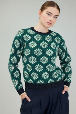 Geo Floral Pullover Sweater