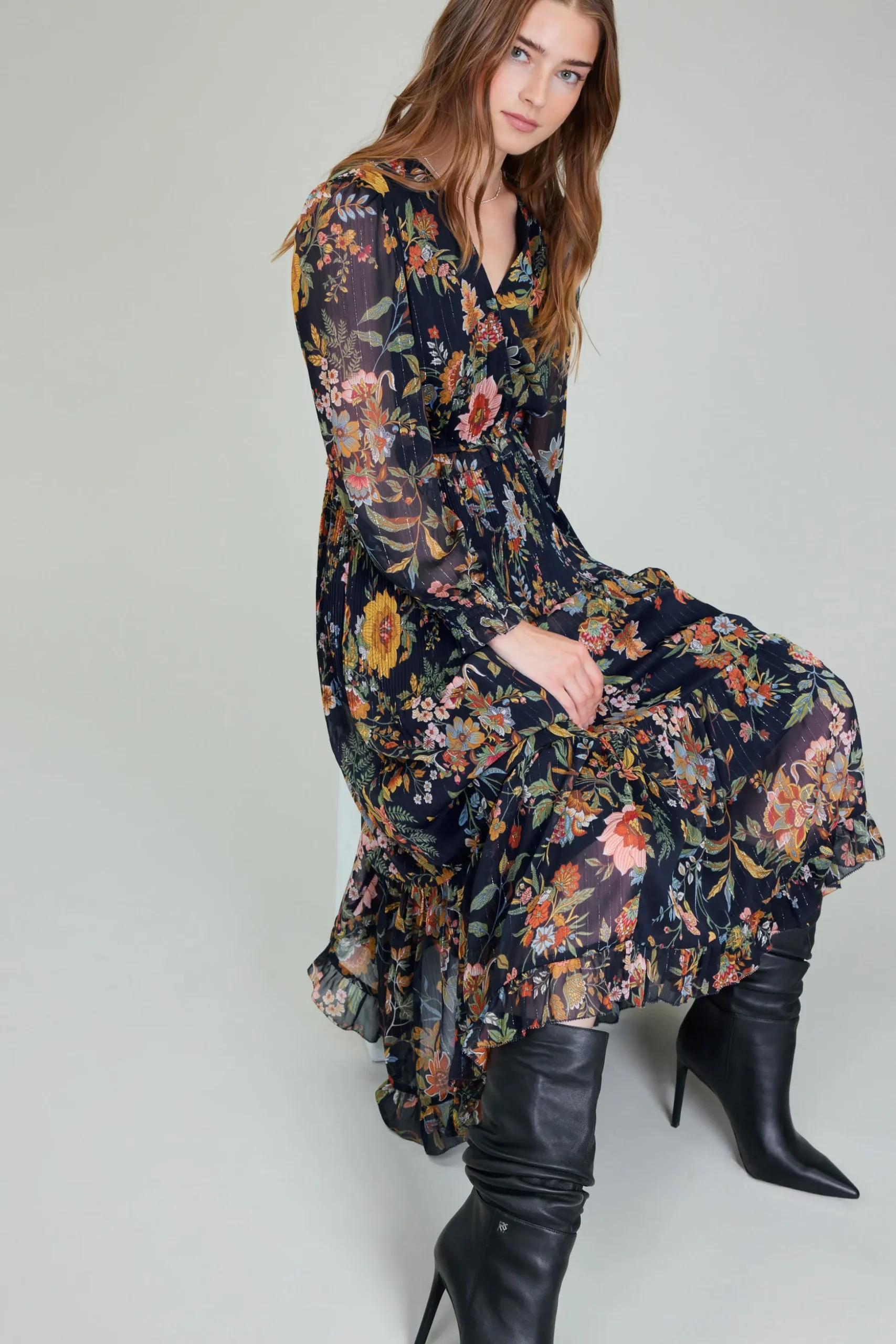 Glimmer Botanical Maxi Dress