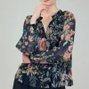 Glimmer Botanical Pleated Blouse