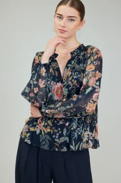 Glimmer Botanical Pleated Blouse