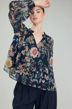 Glimmer Botanical Pleated Blouse