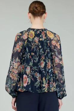 Glimmer Botanical Pleated Blouse