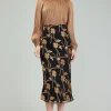 Gold Floral Midi Skirt