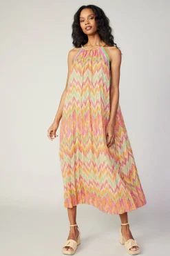 Gradient Chevron Midi Dress