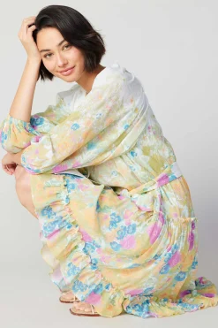 Gradient Floral Motif Mini Dress