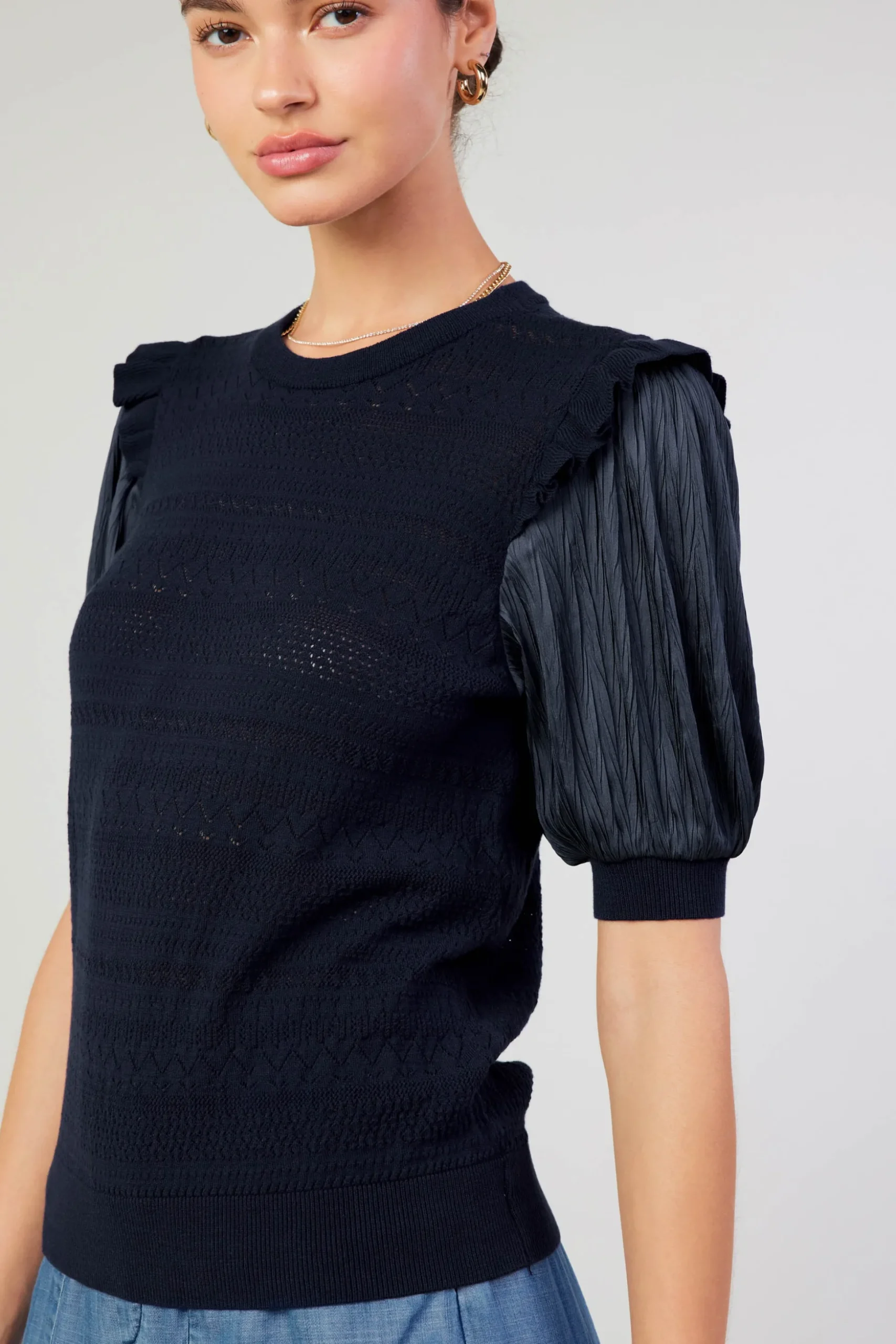 Half Sleeve Contrast Top