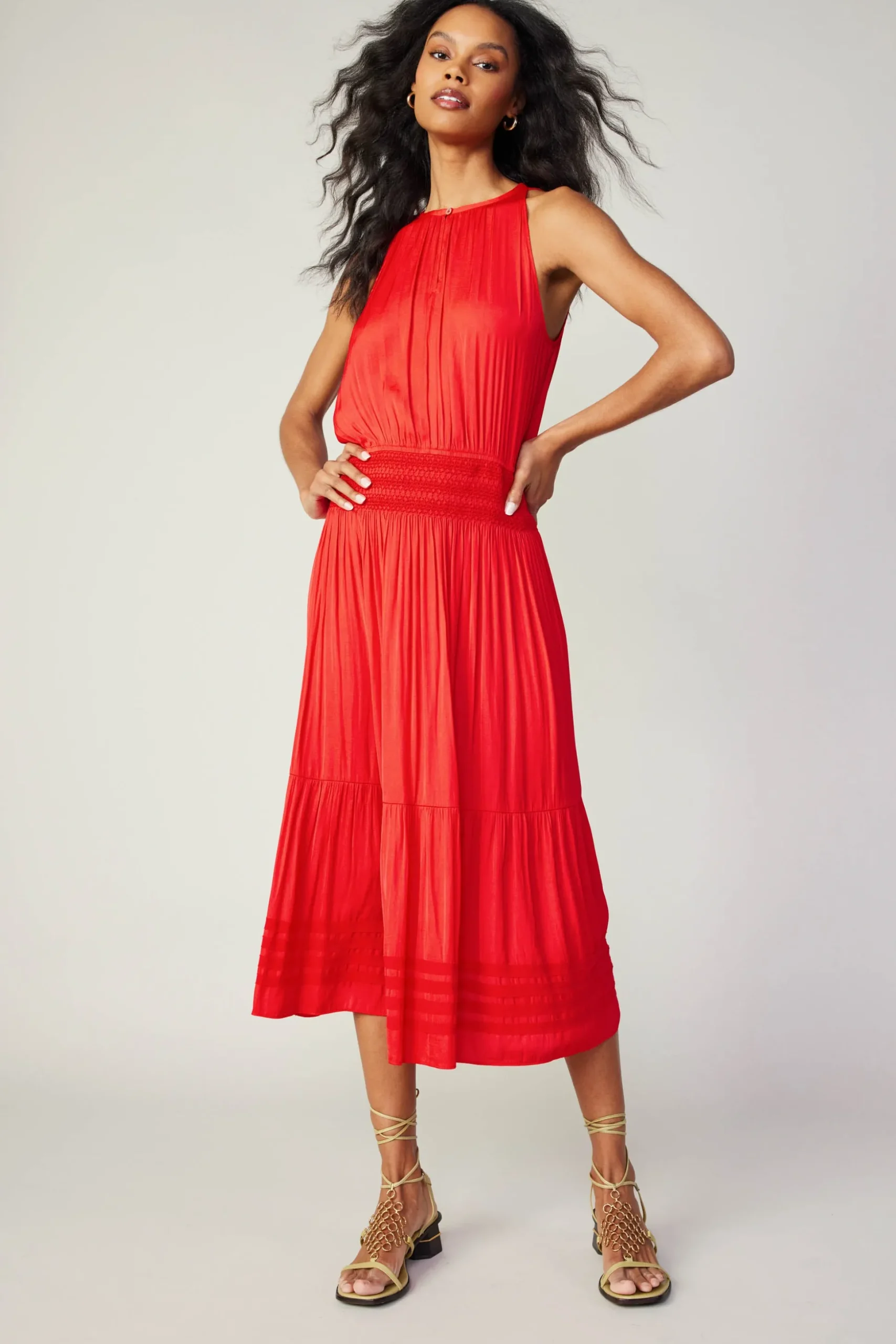 Halter Smocked Midi Dress