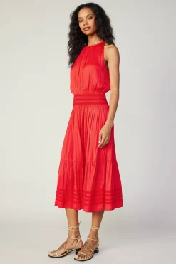 Halter Smocked Midi Dress