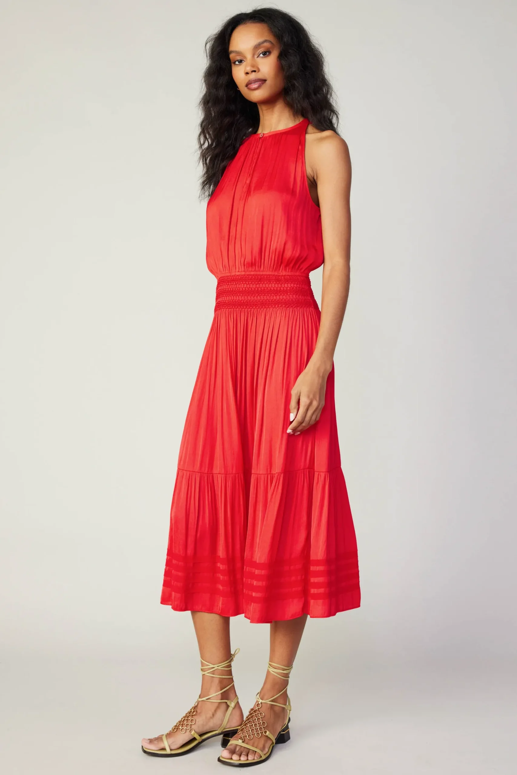 Halter Smocked Midi Dress