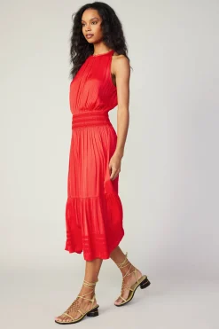 Halter Smocked Midi Dress