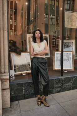 High Rise Leather Trousers