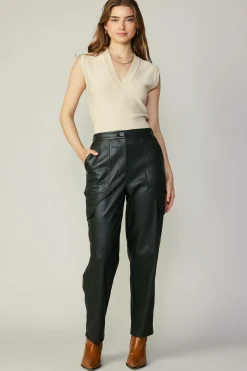 High Rise Leather Trousers
