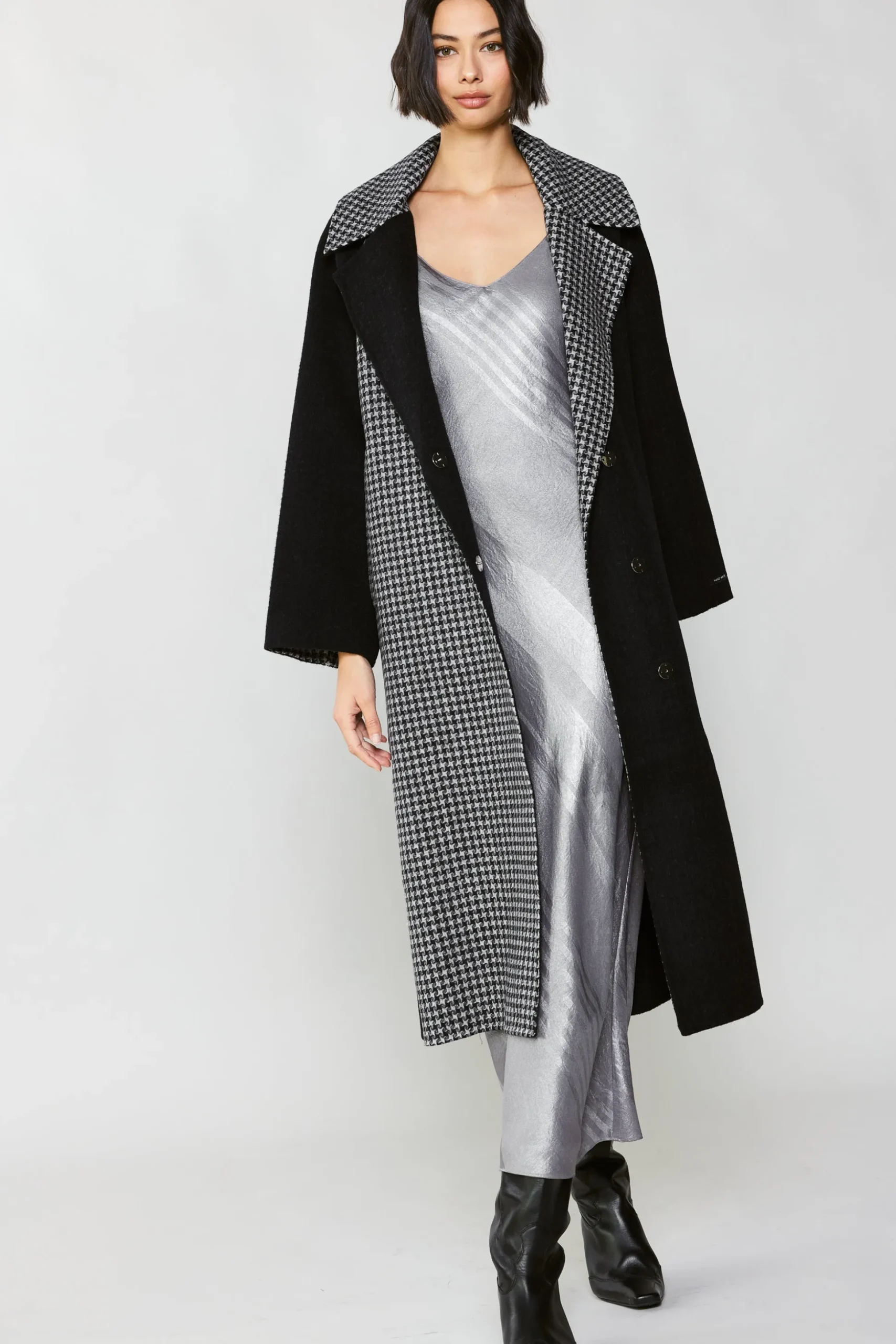Houndstooth Oversized Wool Coat