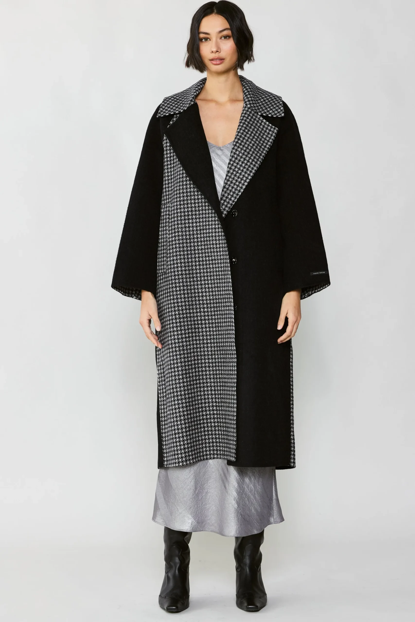 Houndstooth Oversized Wool Coat