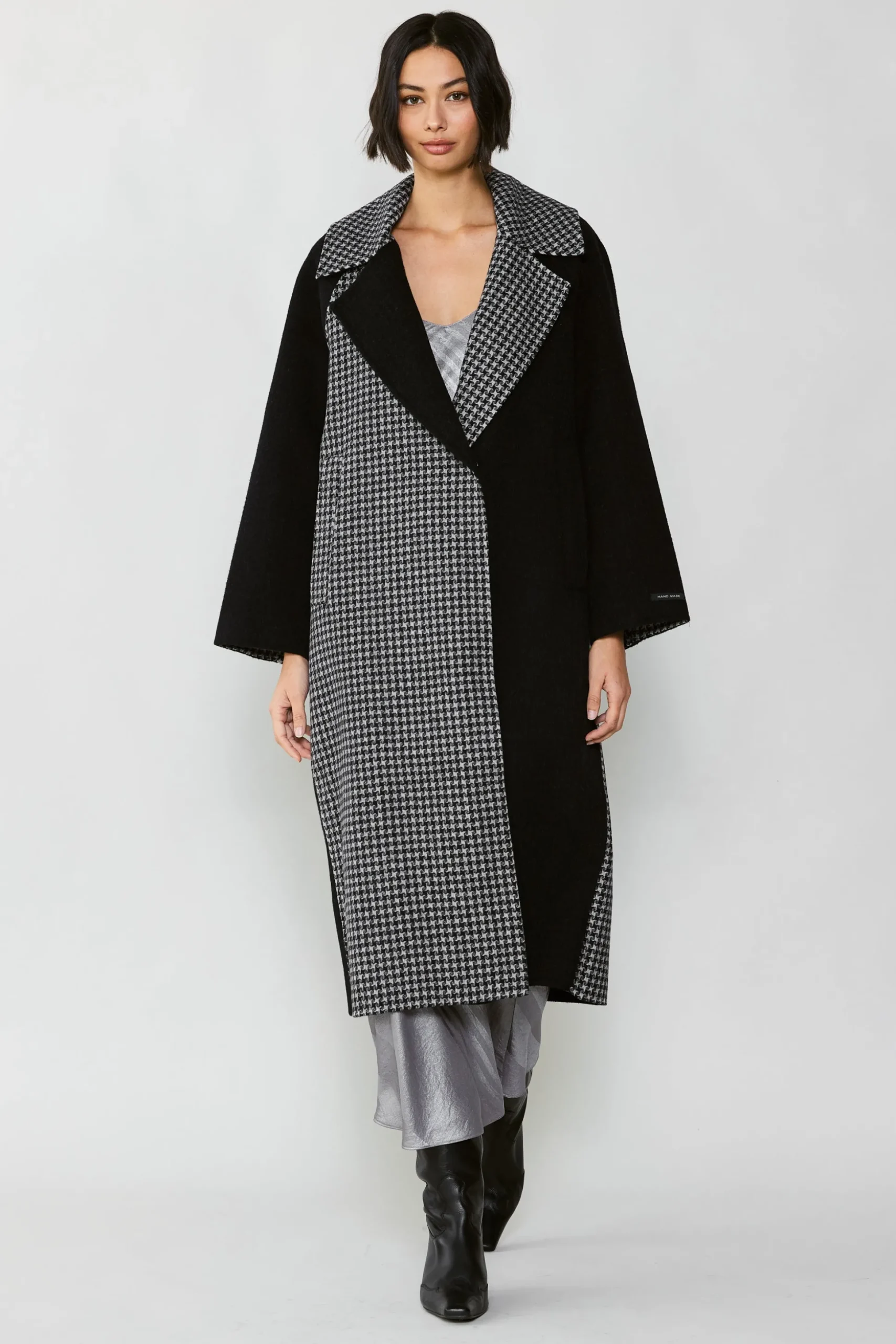 Houndstooth Oversized Wool Coat