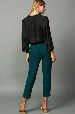 Houndstooth Patterned Straight Pants