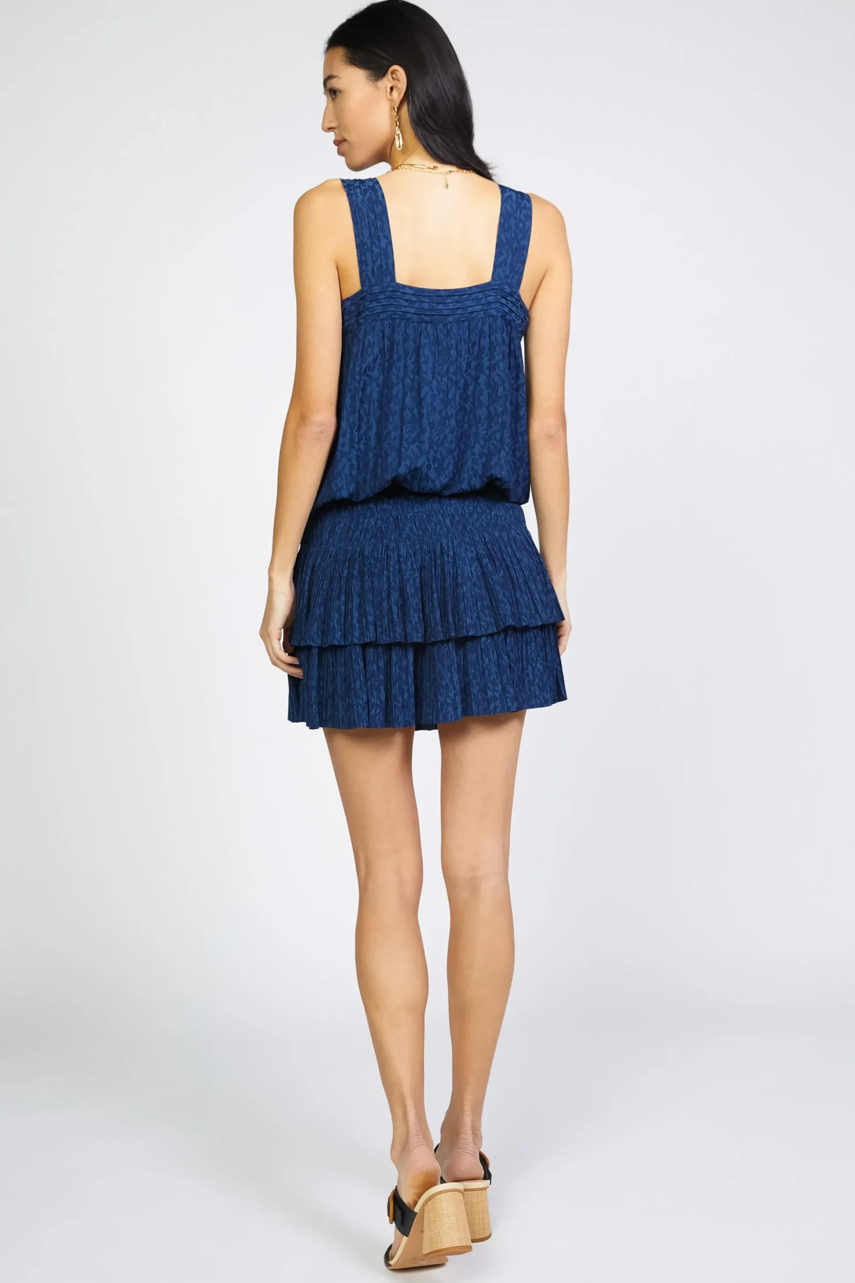 Jacquard Pintuck Mini Dress