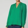 Jacquard Ruffled Neck Blouse