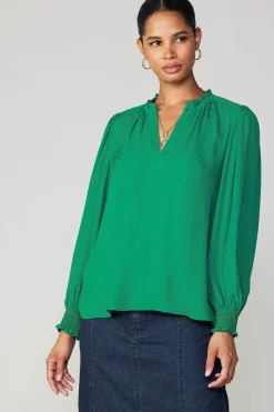 Jacquard Ruffled Neck Blouse