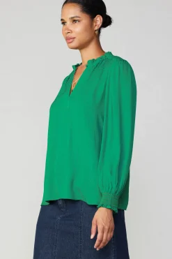 Jacquard Ruffled Neck Blouse