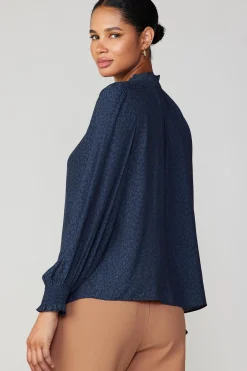 Jacquard Ruffled Neck Blouse