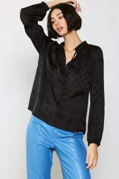 Jacquard Split Neck Blouse