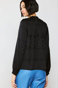 Jacquard Split Neck Blouse