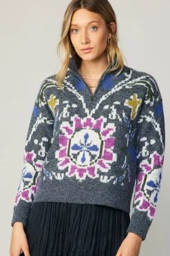 Jacquard Zip Sweater