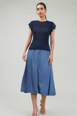 Knit Crewneck Ruffled Tank