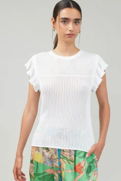 Knit Crewneck Ruffled Tank