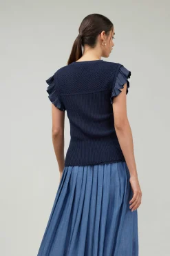 Knit Crewneck Ruffled Tank