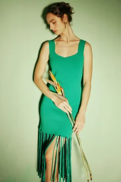 Knit Fringe Hem Dress