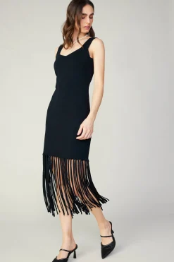 Knit Fringe Hem Dress