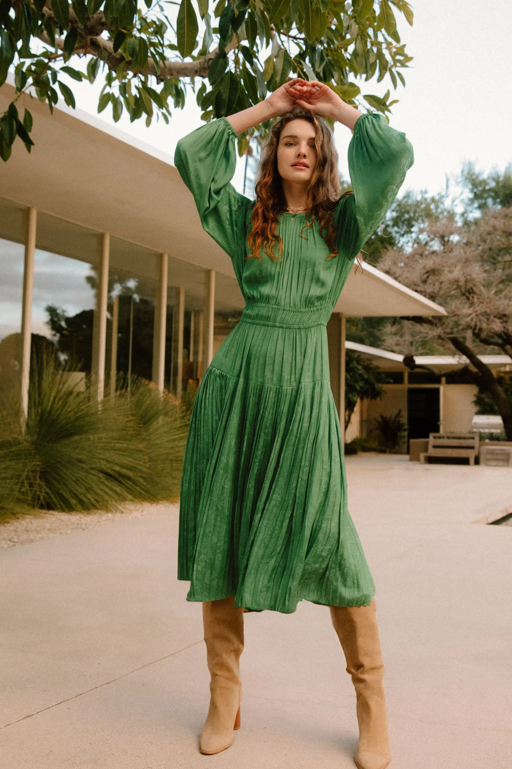 Laraline Paisley Jacquard Midi Dress