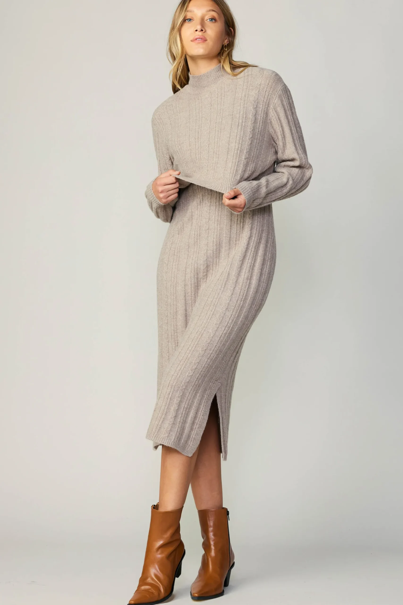 Layered Sweater Midi Dress
