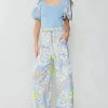 Linen Blend Floral Pants