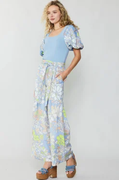 Linen Blend Floral Pants