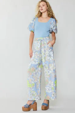 Linen Blend Floral Pants