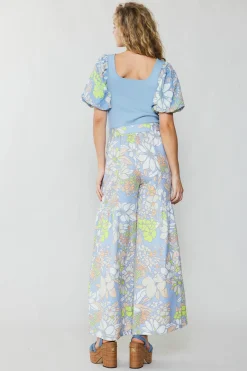 Linen Blend Floral Pants