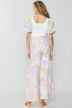 Linen Blend Floral Pants