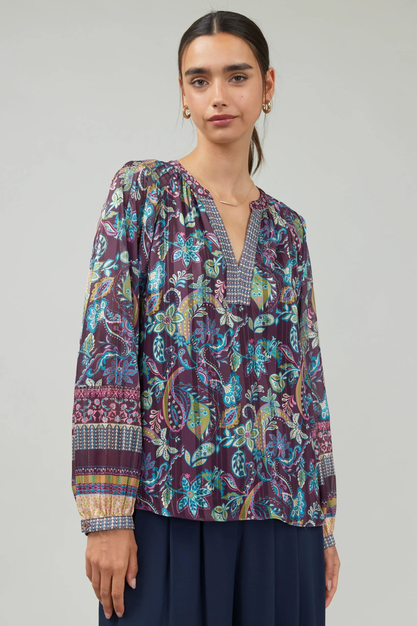 Lurex Floral Blouse