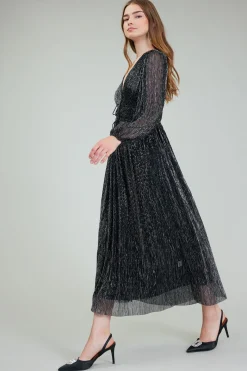 Lurex Pleated Maxi Dress
