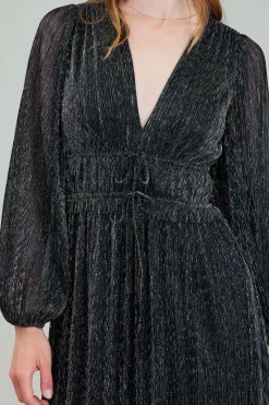 Lurex Pleated Maxi Dress