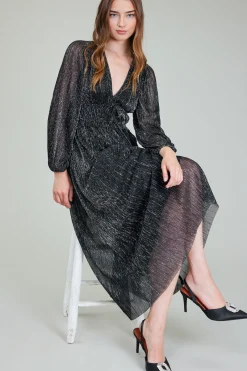 Lurex Pleated Maxi Dress