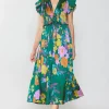 Mara Floral Pleated Midi Dress