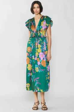 Mara Floral Pleated Midi Dress