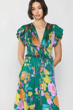 Mara Floral Pleated Midi Dress