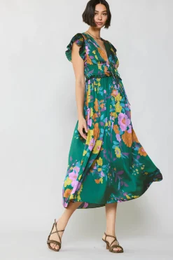 Mara Floral Pleated Midi Dress