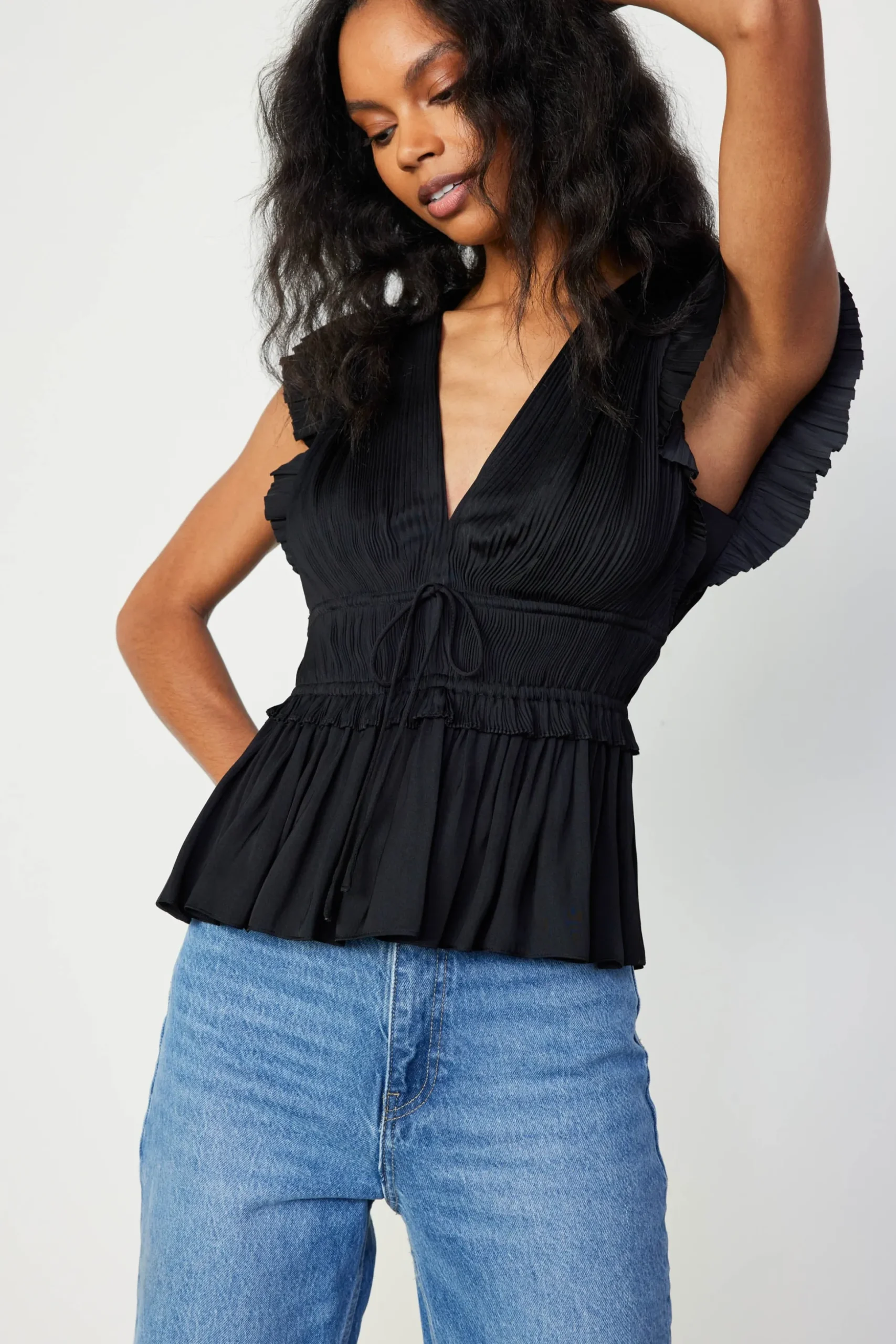 Mara Pleated Sleeveless Blouse
